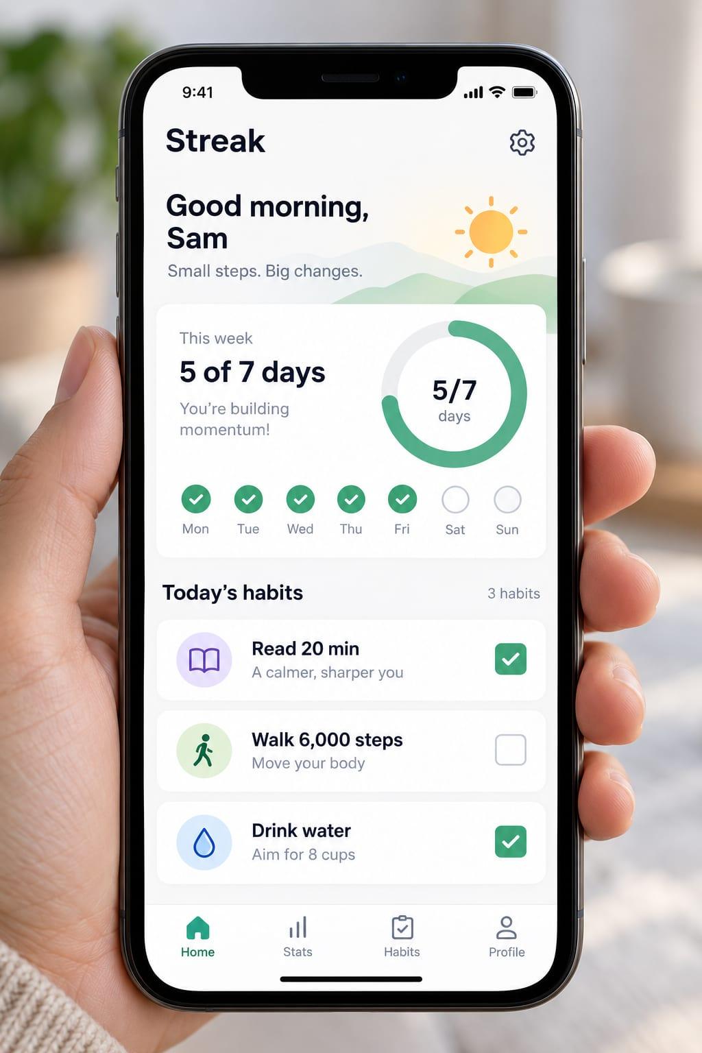 Mobile app screen mockup: example image made from this prompt