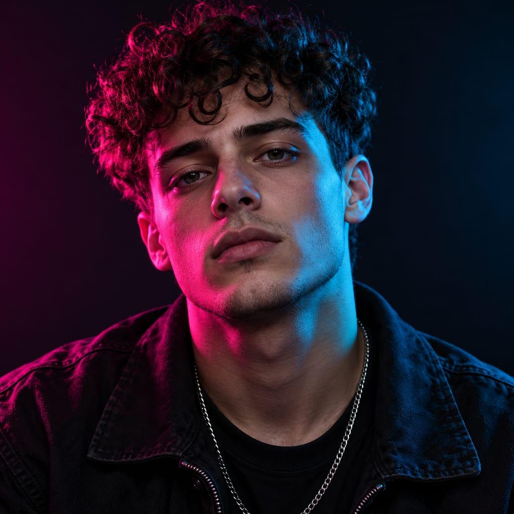 Two-color gel portrait: example image made from this prompt