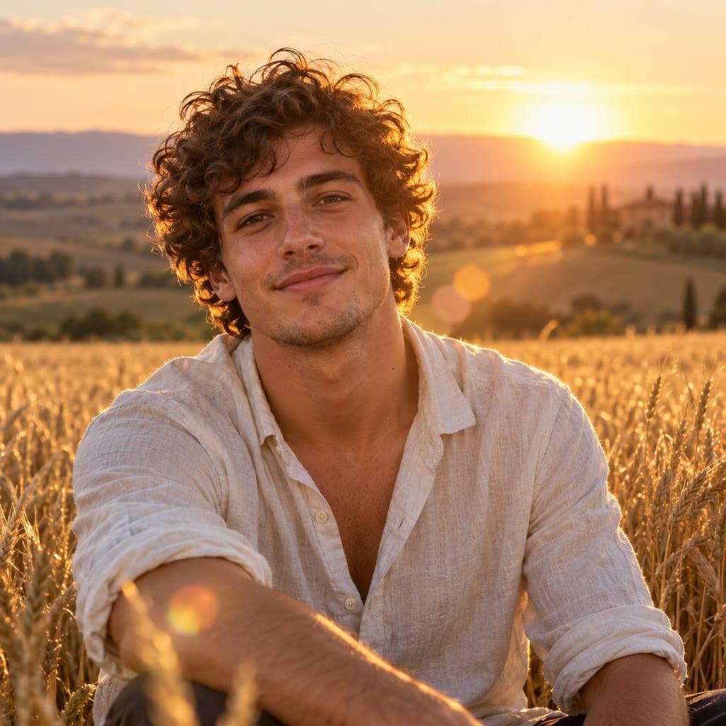 Golden hour outdoor portrait: example image made from this prompt