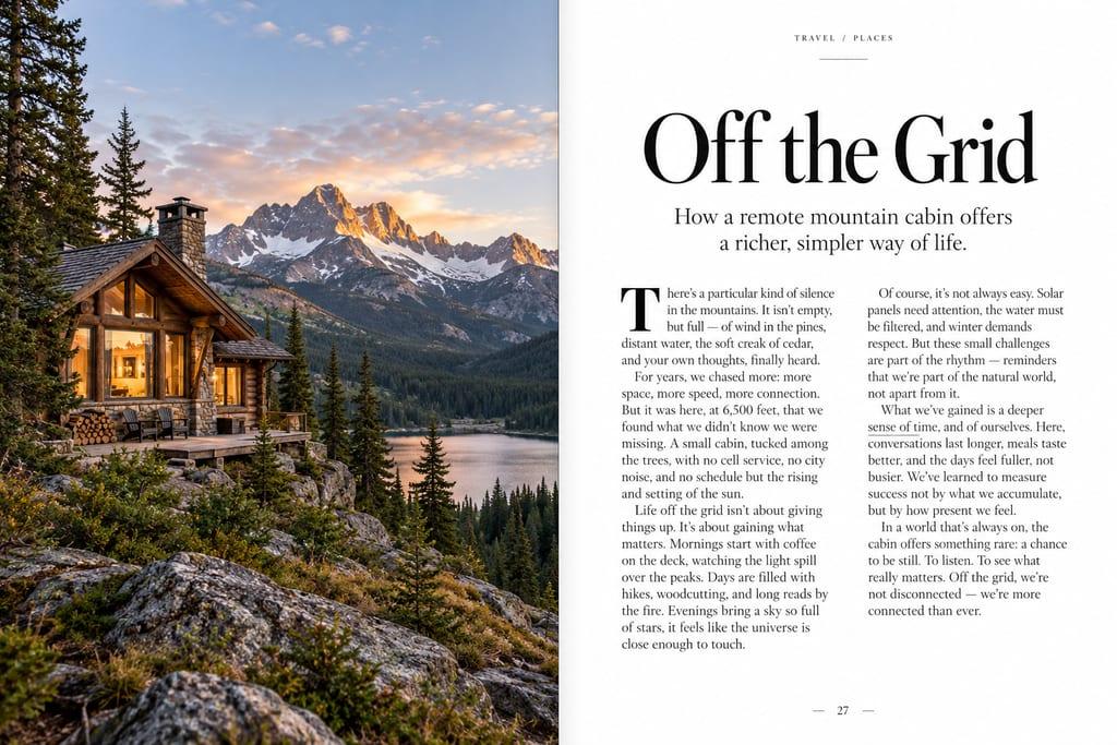 Magazine spread: example image made from this prompt