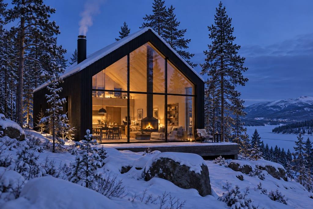 Modern forest cabin: example image made from this prompt
