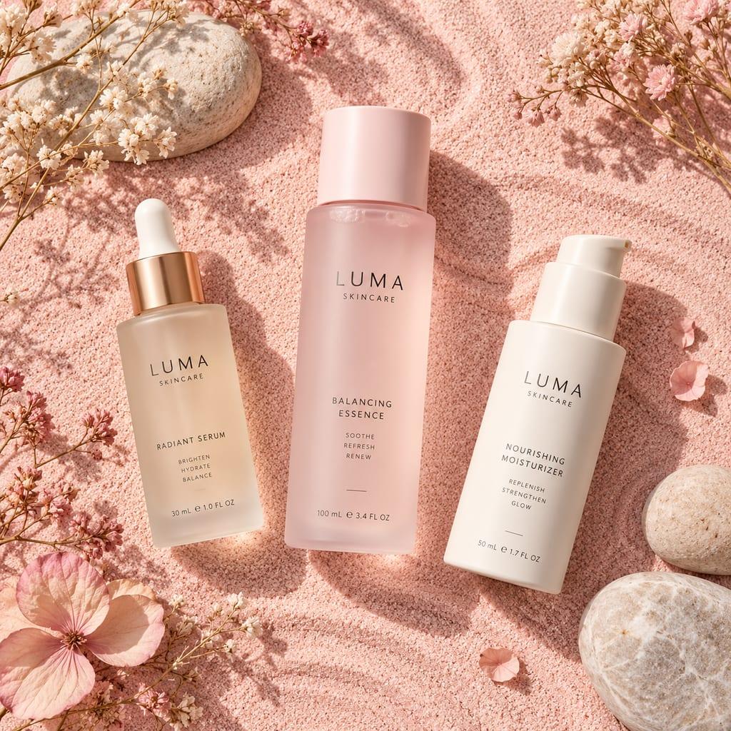 Skincare flat lay: example image made from this prompt