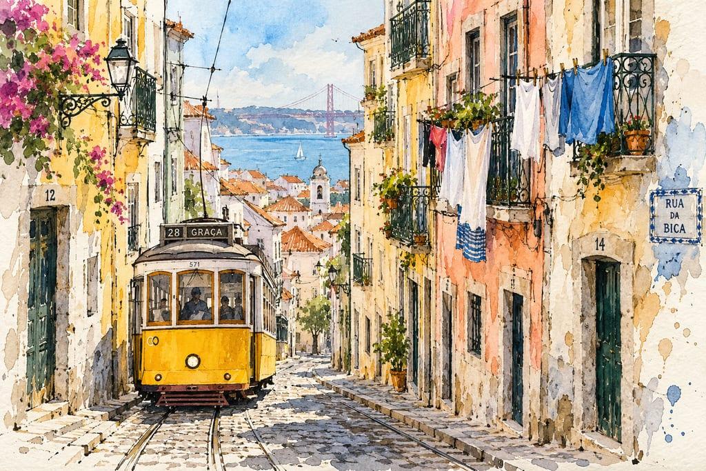 Watercolor city sketch: example image made from this prompt