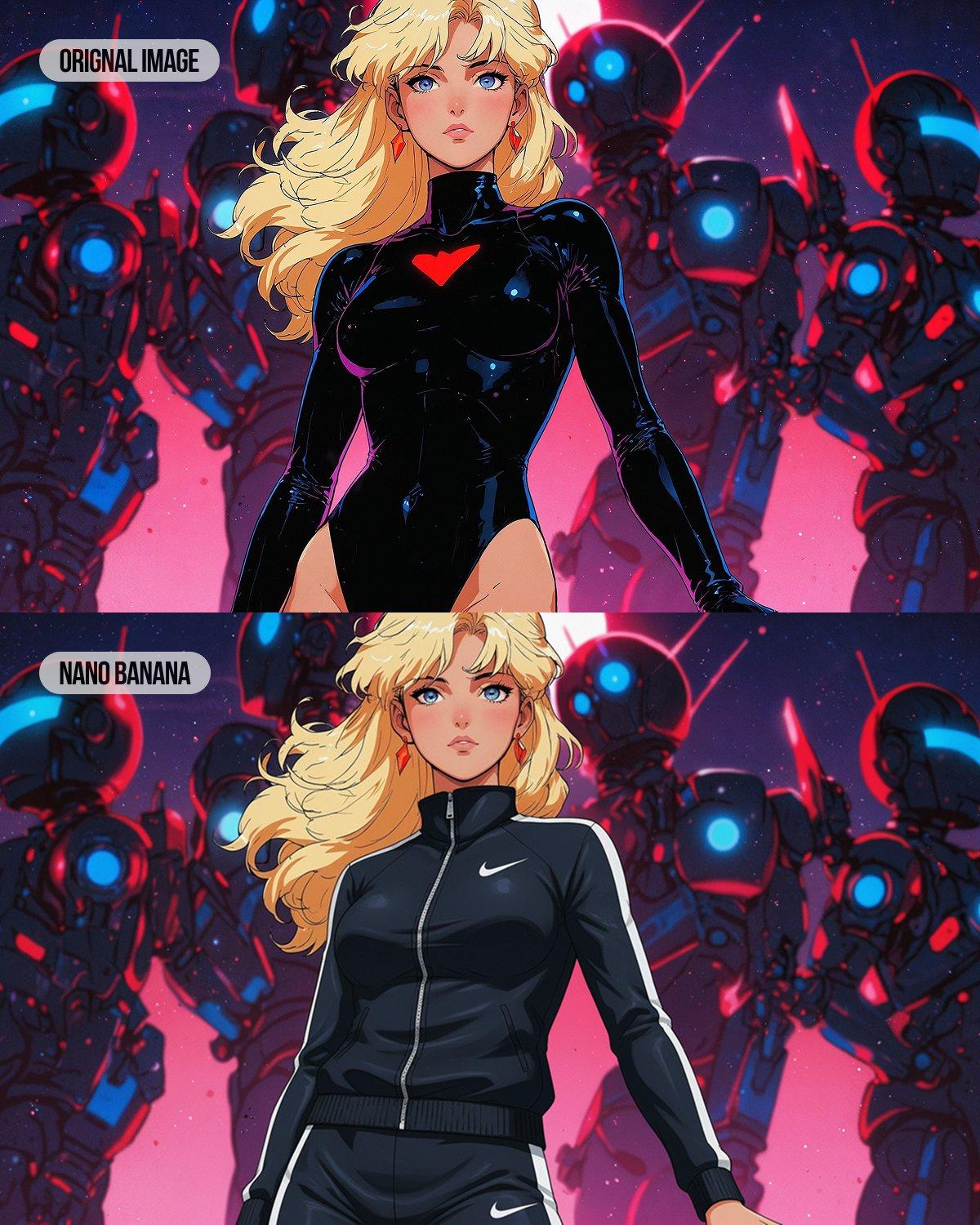 Anime Girl → Nike Tracksuit (100% consistency)