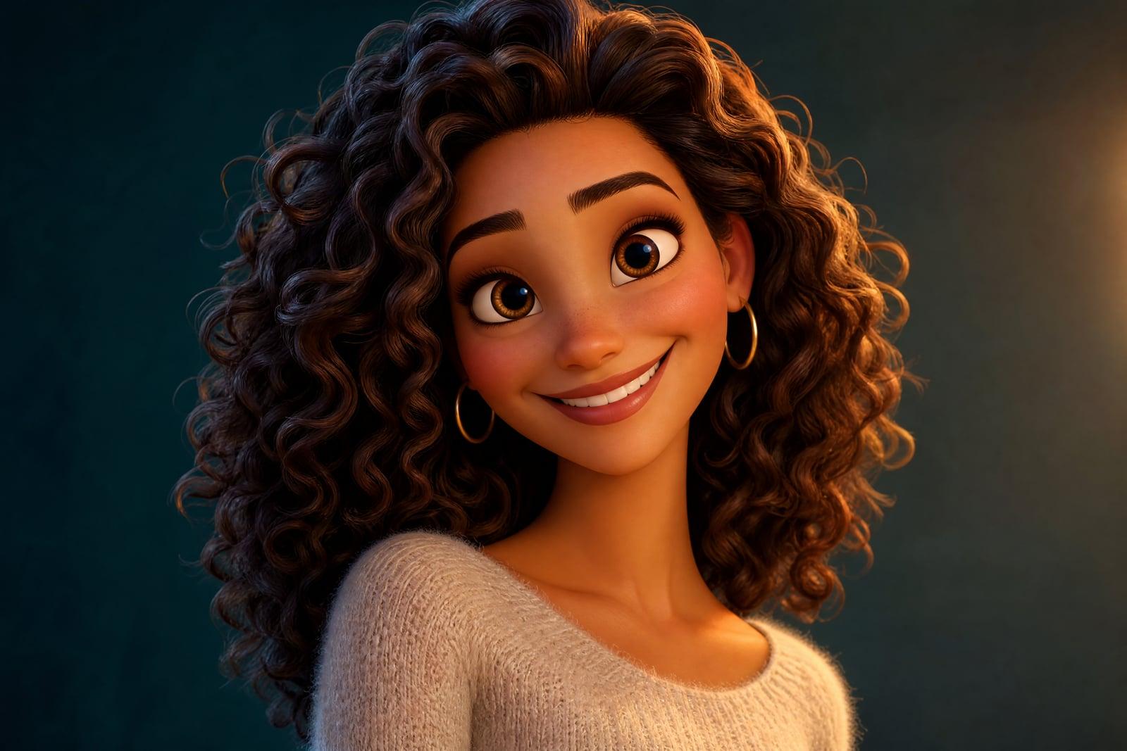 Photo to Cartoon result: a portrait rendered as a polished 3D animated movie character