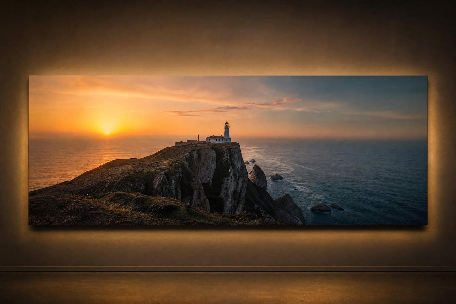 Image Extender (Uncrop) expanding a square coastal photo into a wide panoramic scene