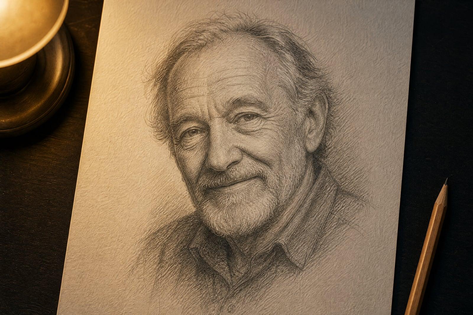 Photo to Sketch example: a portrait photo converted into a graphite pencil drawing