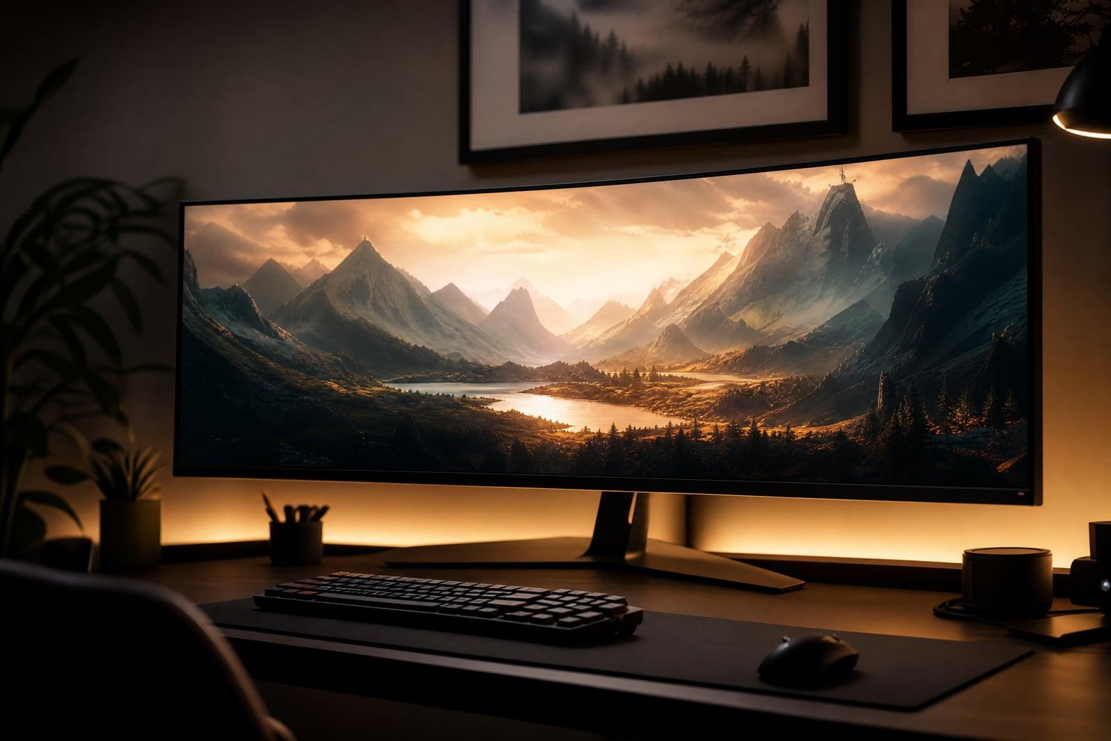 YouTube Banner Maker example: widescreen channel art displayed across a large monitor